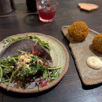 Tacos and croquettes at Fat Veggies in Barcelona