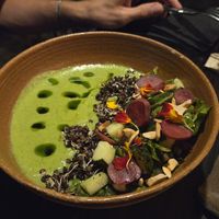 Almond Curry with sprouted lentils at Fat Veggies in Barcelona