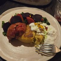 Polenta with Stracciatella at Fat Veggies in Barcelona