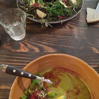 Thai green curry and black garlic parmentier at Fat Veggies in Barcelona