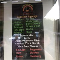 Pizza menu (only available on weekends!!)  at Carol's Ice Cream in Rindge