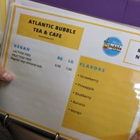 Vegan menu. Bobas are vegan too at Atlantic Bubble Milk Tea  in Bridgewater