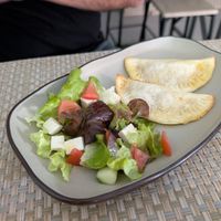 Pastries with salad at Coisinhas Vegan in Mindelo