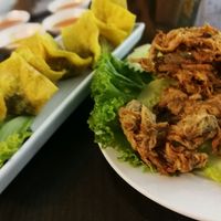 Fried Mushroom Dumplings & Fried Chicken Nuggets at Evergreen Vegetarian - Phsar Chas in Phnom Penh