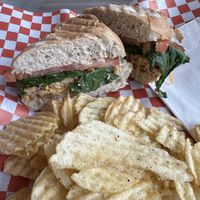 The Angry Vegan with Chips  at Cafe Pyrus in Kitchener