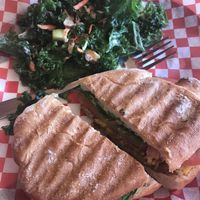 Angry Vegan sandwich with Daiya cheese and kaleslaw at Cafe Pyrus in Kitchener