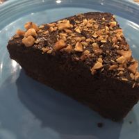 Vegan chocolate cake at Intz48 Coffee Roasters Azores in Sao Miguel