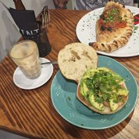Avocado sandwich and Calzone at Intz48 Coffee Roasters Azores in Sao Miguel
