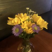 Beautiful table flowers  at Vida Cantina SF in San Francisco