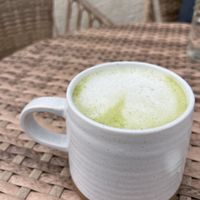 Matcha lattee  at Mondays Plant Café in Calgary