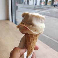 maroni(chestnut) and Zwetschgenknödel (Plum) at Eisbiene in Krems An Der Donau