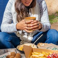 Hummus, falafel and fries - all gluten free  at Vish in Tenafly