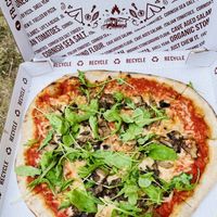 Vegan truffle garlic mushroom pizzaa  at Stoned Pizza in Woolacombe