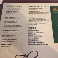 Menu at The Russell in Hartford