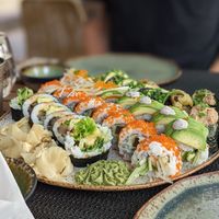 Sooooo good! The plate of 32 pieces, a lot for 2 people but yummy! at Vegan Sushi Bar in Warsaw