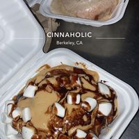 pumpkin spice roll and fluffernutter roll at Cinnaholic in Berkeley