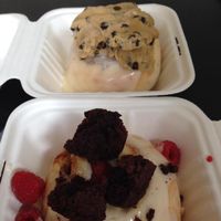 choose your own toppings -- cookie dough, raspberries, brownie pieces at Cinnaholic in Berkeley