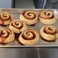 rolls fresh out of the oven  at Cinnaholic in Berkeley