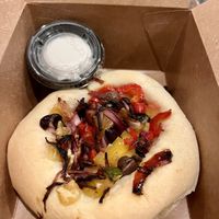 Veggie flatbread   at Stimulus Coffee + Bakery in Pacific City