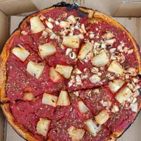 Vegan deep dish pizza at Patxi's Pizza - Hayes Valley in San Francisco