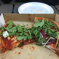 Nice layer of vegan cheese  at Patxi's Pizza - Hayes Valley in San Francisco