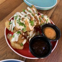 Cauliflower Wings with both sauces  at Yum Yum San Pancho in San Francisco