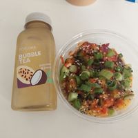Bubble tea, cucumber and mango salad at POKAWA in Nancy