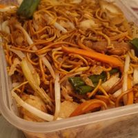 Chicken chow mein at Hong Kong Vegan in Wakefield