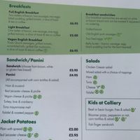Menu   at Colliery Cafe in Coalville