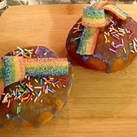 Pretty donuts for Chanukah at Happy Almonds in Kiryat Tivon