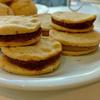 Alfajores de pasta de avellanas o dulce de leche de almendras at Le Coq Café in Buenos Aires