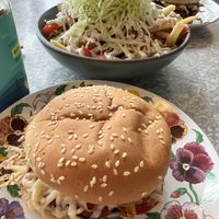 That bowl that looks like a salad is actually the loaded fries.  at The Trashy Vegan in Asheville