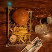 Chicken Burger with regular fries-> 10/10 at Mad Mad Vegan - Lavapiés in Madrid