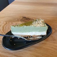 Matcha cashew cake at Yami Vegan Sushi in Katowice