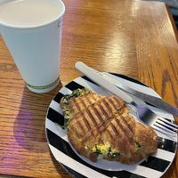 Croissant and oat milk chai  at Zizzo's Coffeehouse & Wine Bar in Capitola