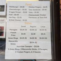 Partial food  menu Veggie Burger 5-27-21 at J&D Cree Mee Freeze in Catawissa