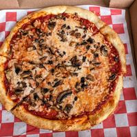 One topping vegan cheese. at Flaming Pizza in Austin