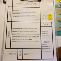 menu Dec 2021 at Right Here at Very Front in Seoul