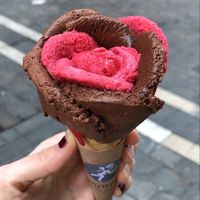 Helado vegano de chocolate y frambuesas. at Amorino in Pamplona