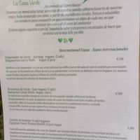 Vegan menu   at The Green House in Santiago De Compostela