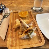 Empanadas with chutney  at The Green House in Santiago De Compostela