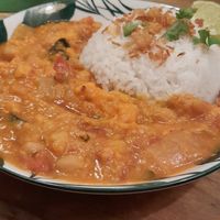 Sweet potato and chickpea curry at The Green House in Santiago De Compostela