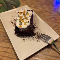 Brownie with coconut cream  at The Green House in Santiago De Compostela