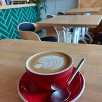 Vegan cappuccino at The Fresh Bar in Plzen