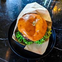 Vegan burger at LUUC Café at LUUC Café in Karlsruhe