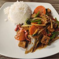 Thai basil with tofu at Dragon Thai & Vegetarian Cuisine in Denison
