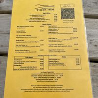 Menu at The Tiger Inn in East Dean