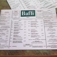 Menu at Baffi in Poole