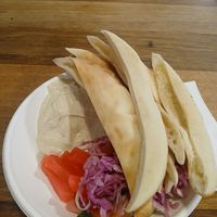 Hummus pita plus sides at Real Falafel in Adelaide
