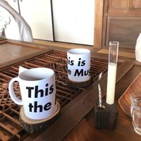 Lunch plate comes with a drink at Fato in Chiba